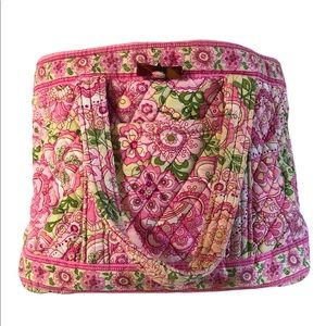 Vera Bradley Pink Floral Bucket Tote Purse Discontinued Print